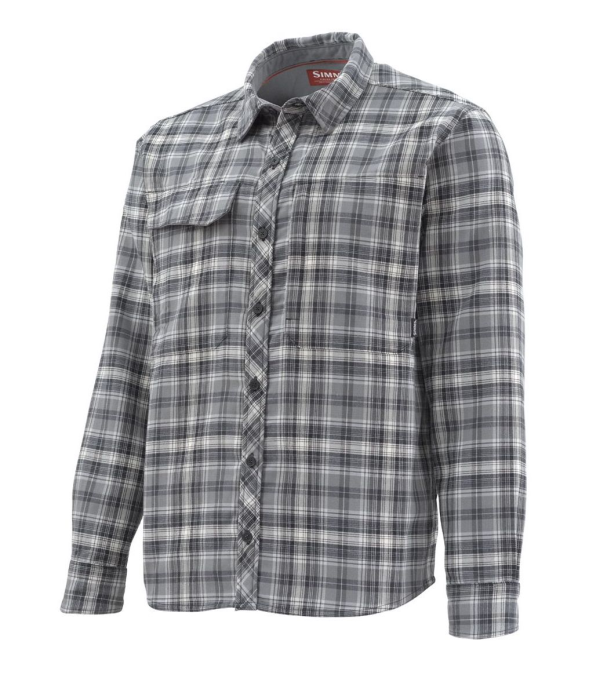 Simms Guide Flannel Shirt Steel Plaid Side Simms Guide Flannel Shirt Steel Plaid Side